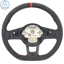 For VW Golf 7 7.5 GTI GTD GTE R 2013-2020 Polo GTI Tiguan Passat DSG Leather Alcantara Steering Wheel With Back Logo