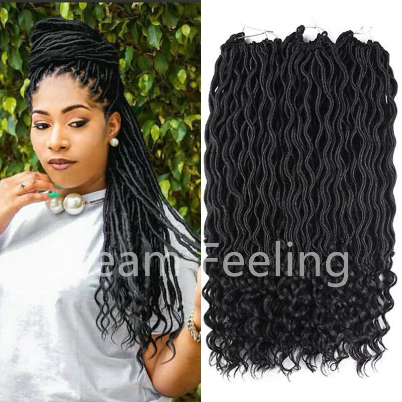 18'' 20''  Curly Crochet Hair Extensions Synthetic Goddess Faux Locs Crochet Braids Hair 24strand  Braiding Hair