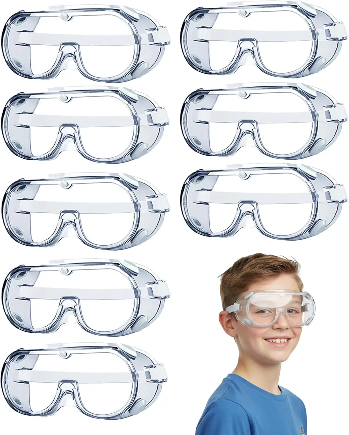 

Adjustable Lightweight Protective Safety Glasses, Crystal Clear Eye Protection for All Ages