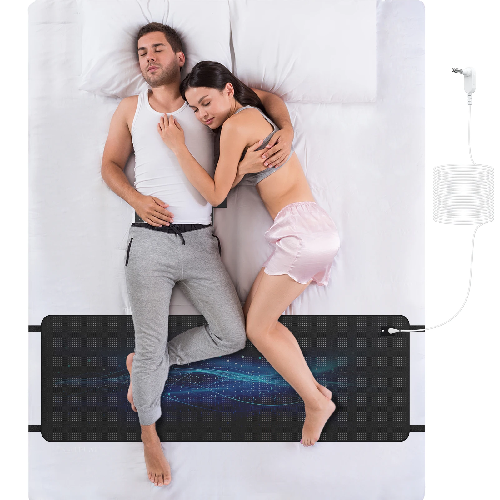 Grounding half bedsheet, grounding half cover mattress, conductive leather strap, grounding wire, anti-static, improving sleep,