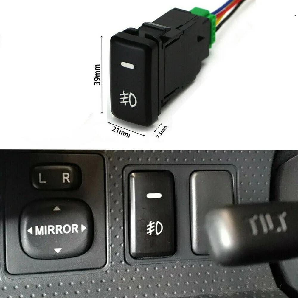 Car Self Locking Fog Light Rocker Switch Button DC12V 5-Pin LED Car Push Button Fog Light For Toyota Tacoma Highlander 4Runner