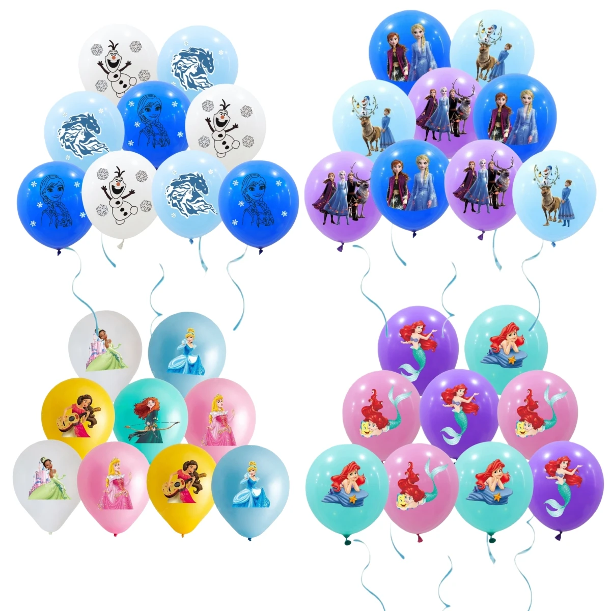 

36pcs Disney Princess Snow White Mermaid Frozen 12 inch latex Balloons Girls Birthday Party Decorations children party supplies