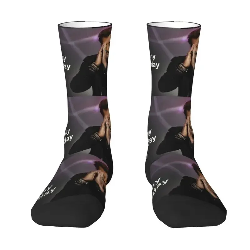 

Kawaii Men's Rock Hallyday Dress Socks Unisex Comfortable Warm 3D Printed French Singer Music Crew Socks