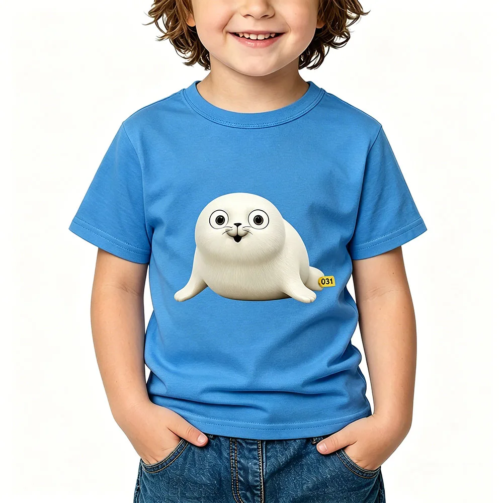 

100% Cotton Sealook Cartoon Print Children's T-shirt Cute Manga Kids Tops Sports Breathable Casual O-neck Tees Toddler Summer