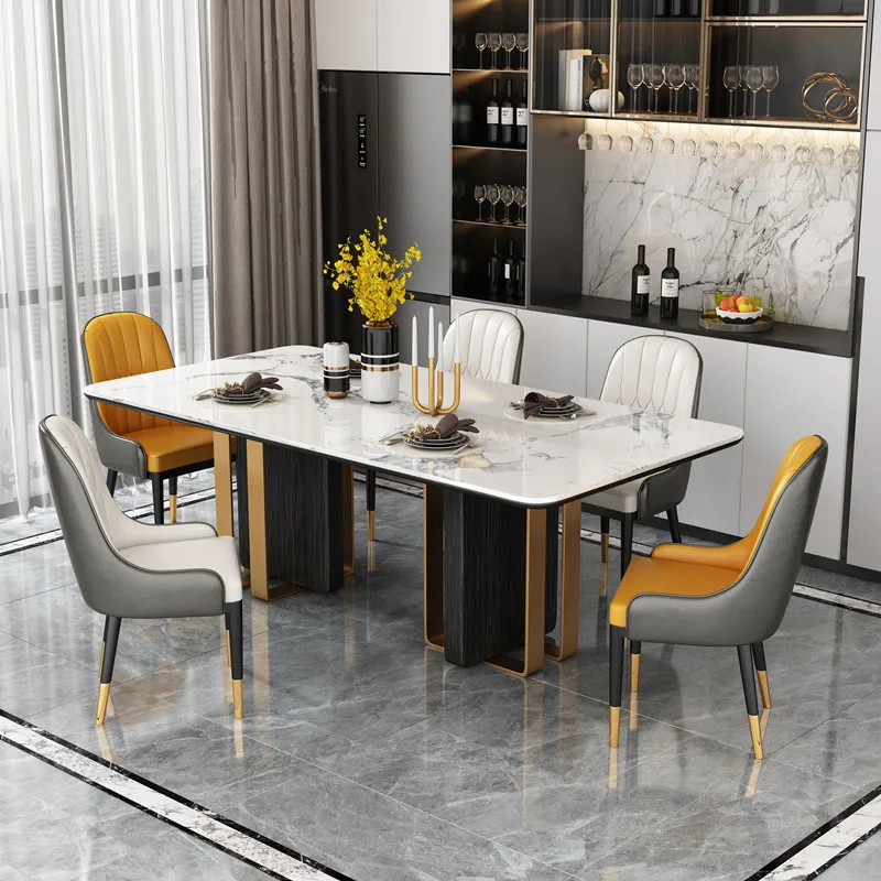 

%^Hot Selling Luxury Modern Design 8/10 Seater Dining Table Set Artificial Marble Dining Room Furniture for Home and Hotel Use