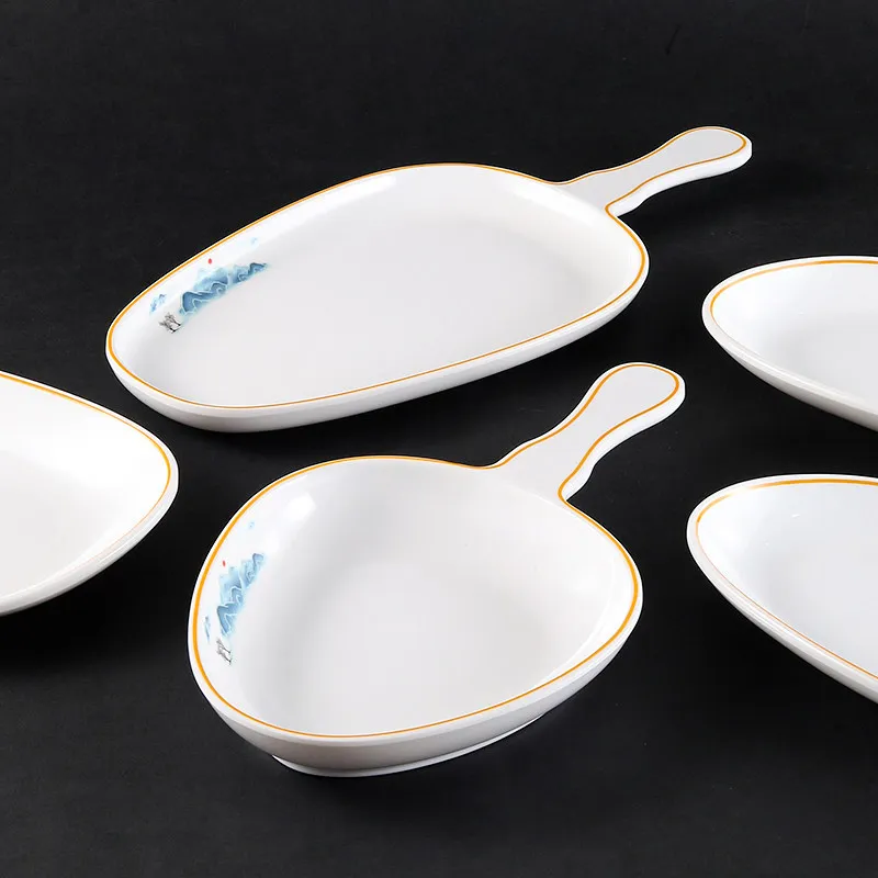 

LH Plate with handle Handheld plate mukbang tableware Western dim sum plate Salad dishes