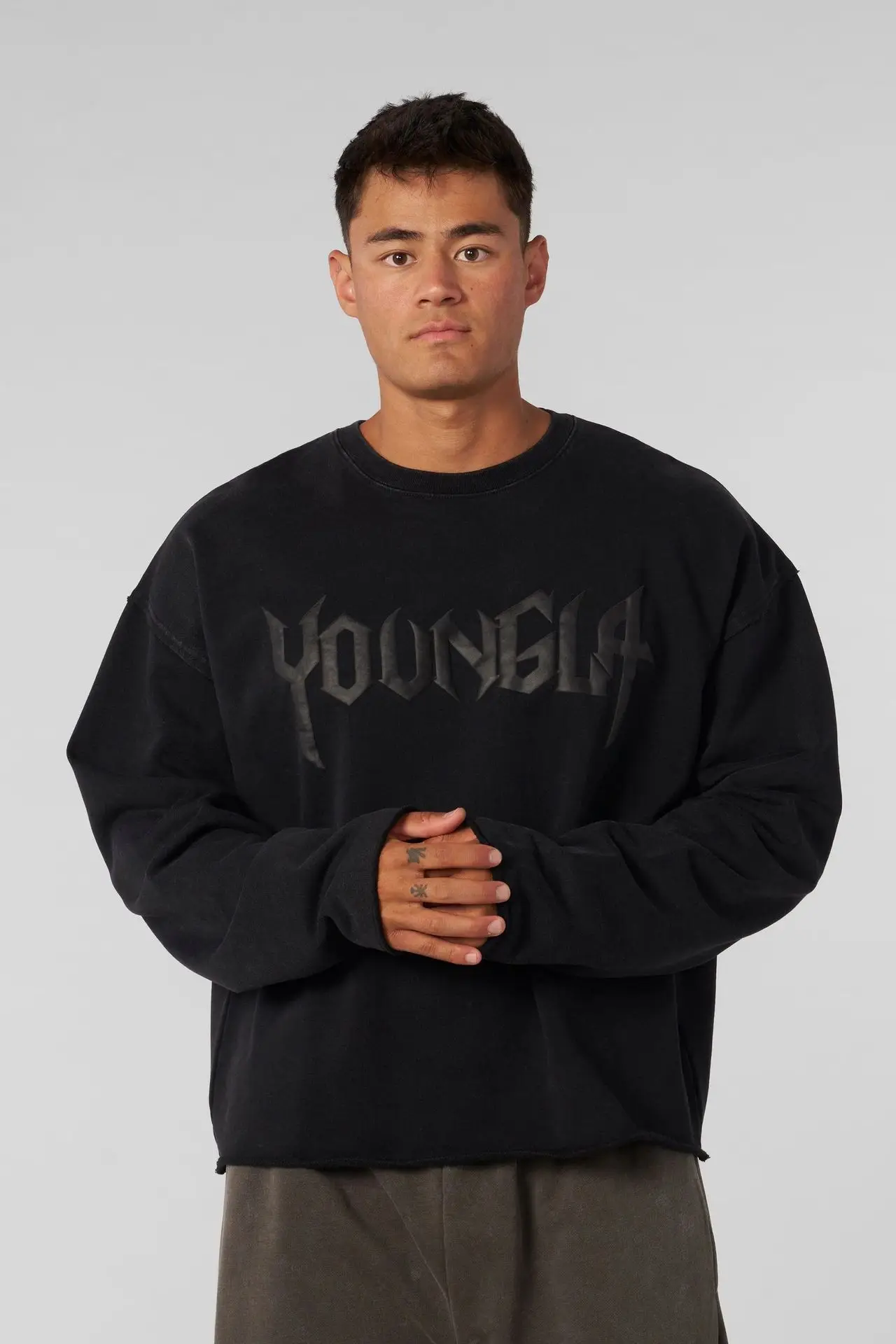 

YOUNGLA 2022, американская новая мужская модная толстовка с круглым вырезом, тяжелая махровая пена с буквенным принтом, повседневная универсальная куртка с длинными рукавами