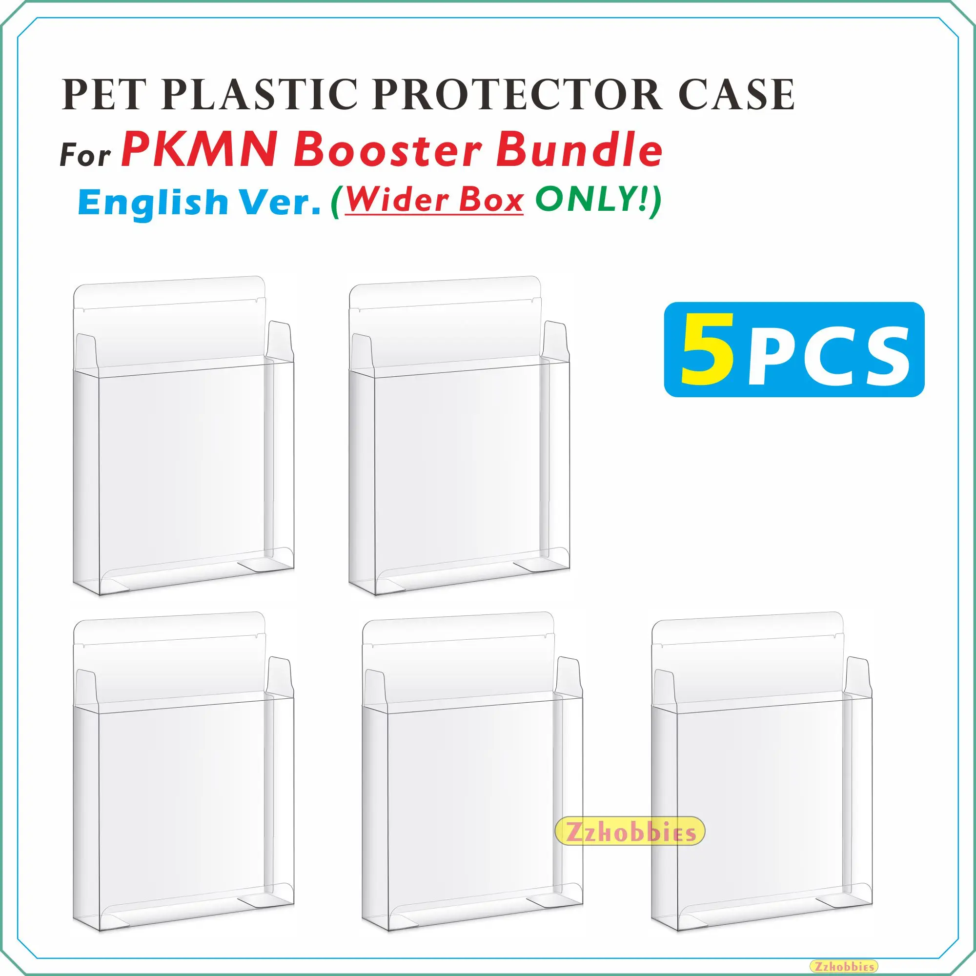 5PCS PET Plastic Protector Case For PKMN Booster Bundle English Ver.(Wider Box ONLY!)【0.5mm Thick】