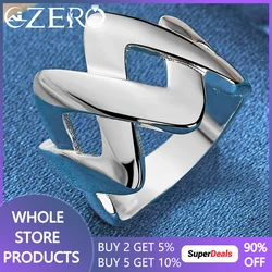 ALIZERO 925 Sterling Silver Curve Intersection Smooth Rings For Women Men Wedding Engagement Fashion Party Jewelry Couple Ring