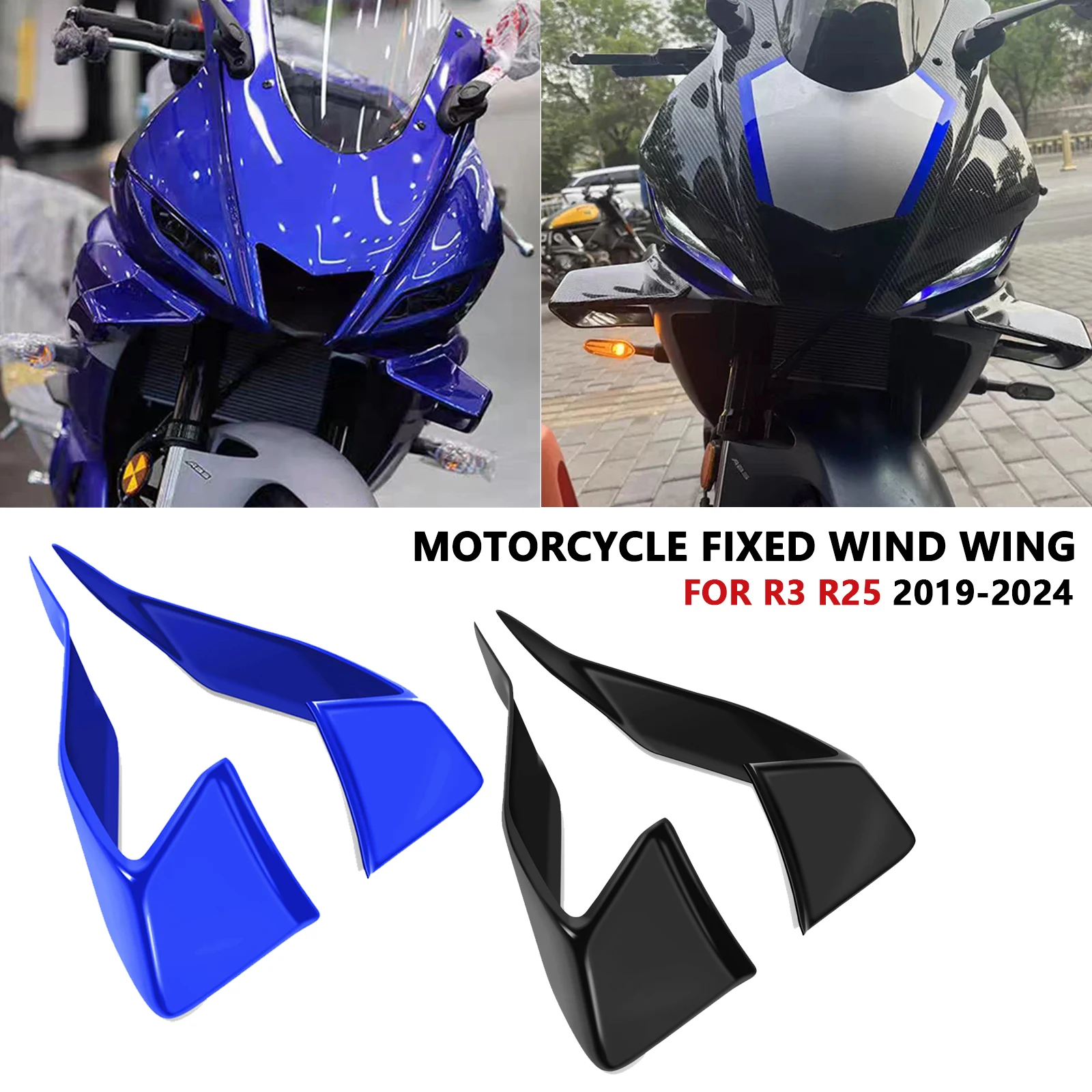 

For Motorcycle Downforce Naked Frontal Spoilers Winglet Aerodynamic Wing YZFR3 2024 YZFR25 2024 2025 YZF R3 R25 2019-2024 2025