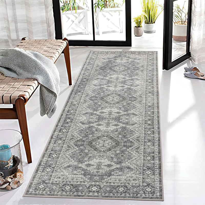 

Morocco Living Room Area Rugs Nordic Vintage Hallway Carpet Retro Persian Bedside Floor Mat American Style Bedroom Carpet Decor