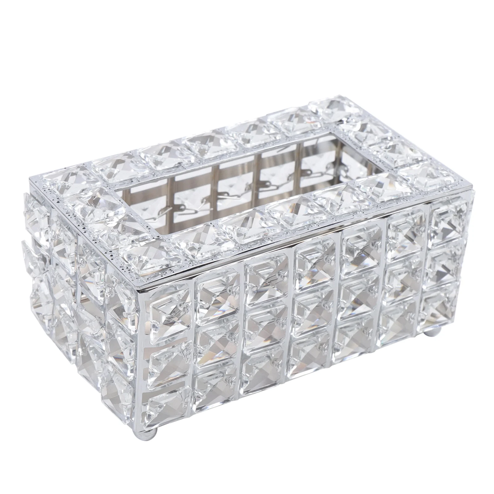European-style Square Crystal Tissue Box Home Bar KTV Table Decoration Living Room Tea Table Drawer Case Tissue Holder