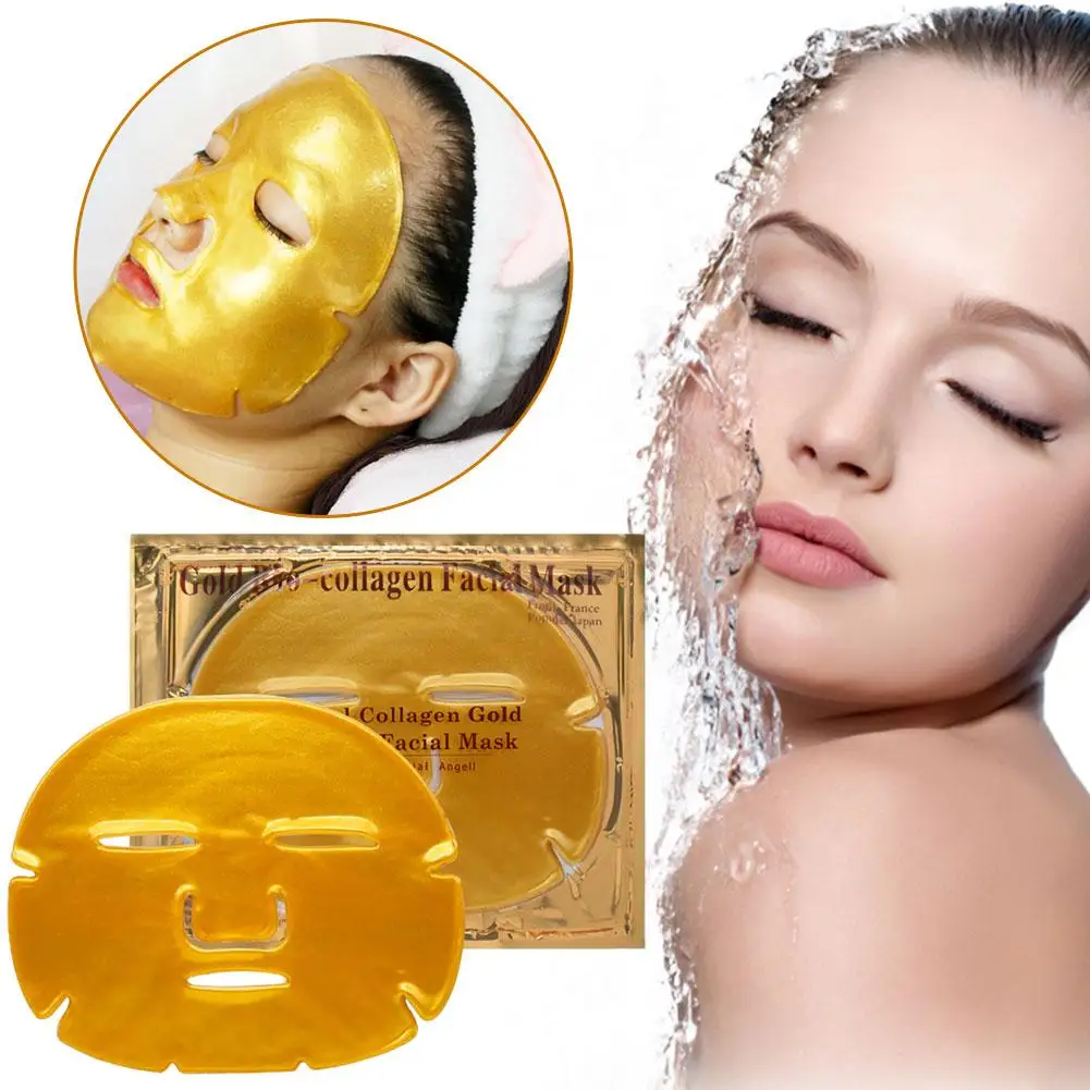 Masque facial au collagène doré 24k, 1 pièce, cristal SPA, beauté, anti déformable, blanchissant, hydratant, feuille pour F M6D1