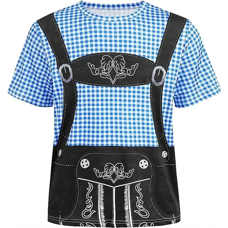 

3D Printed Munich Oktoberfest Bavarian T-Shirt for Men - Costume Role Play Print Short-Sleeved Shirt for Summer Fashion - Street