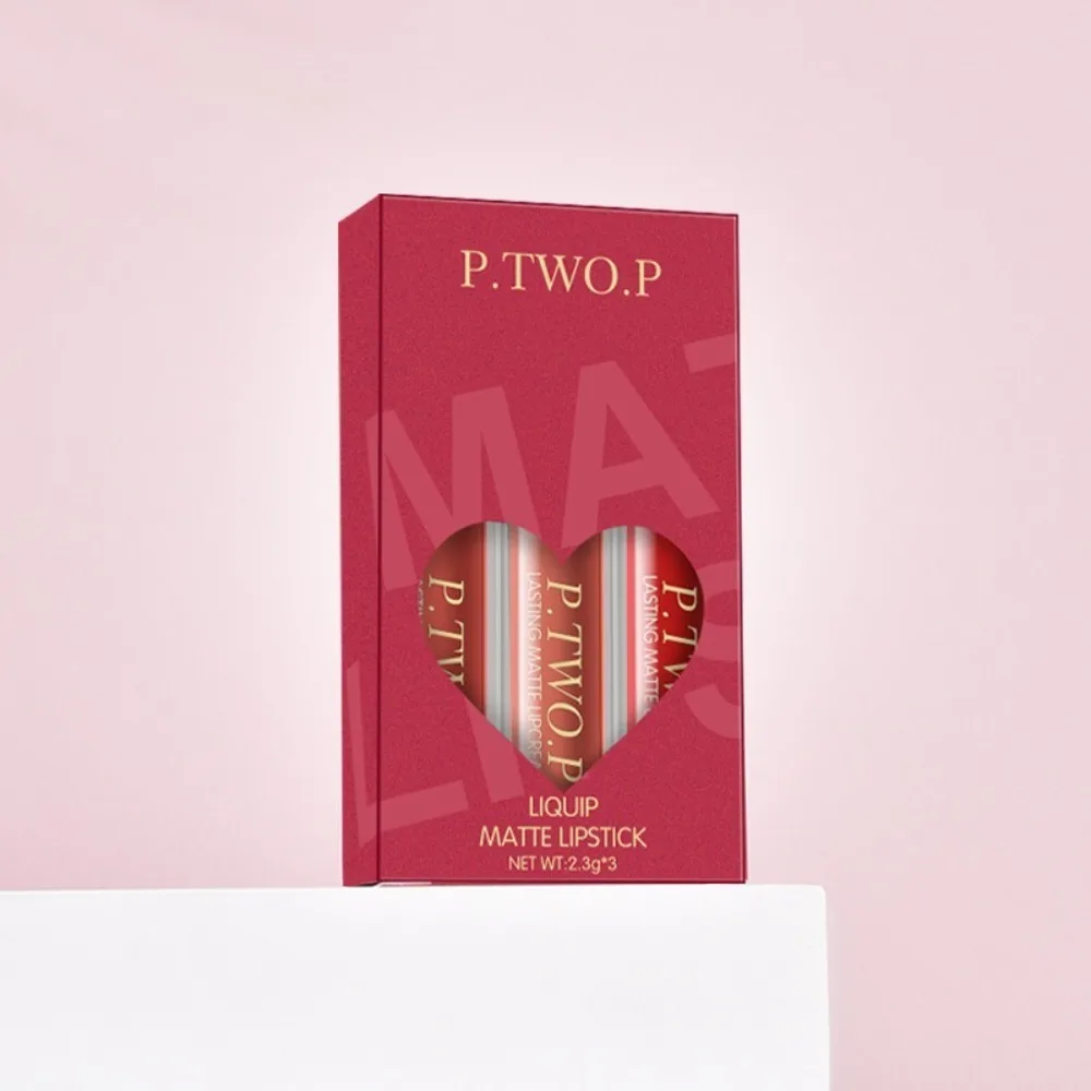 3Pcs New Waterproof Matte Liquid Lipstick Set Long Lasting Nonstick Matte Red Lipstick Moisturize Velvet Lip Gloss Lip Makeup