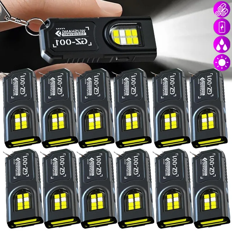 

Портативный мини-светодиодный рабочий фонарь с магнитным основанием, фонарик типа C, перезаряжаемый брелок-фонарик с зажимом для кемпинга, красный, синий, сигнальная лампа