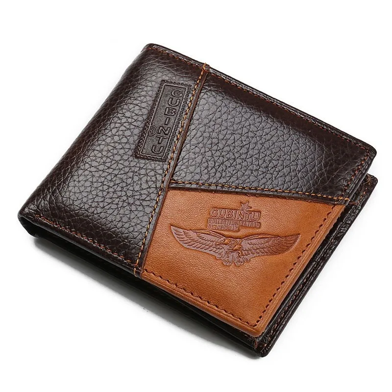 Genuine Leather Men Wallet Many Departments Short Bifold Man Wallets Zipper Coin Pocket Card Holder Purses Male Wallets