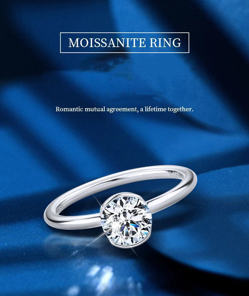 

Simple and versatile moissanite ring, S925 sterling silver plated with 18K gold, high-end feel
