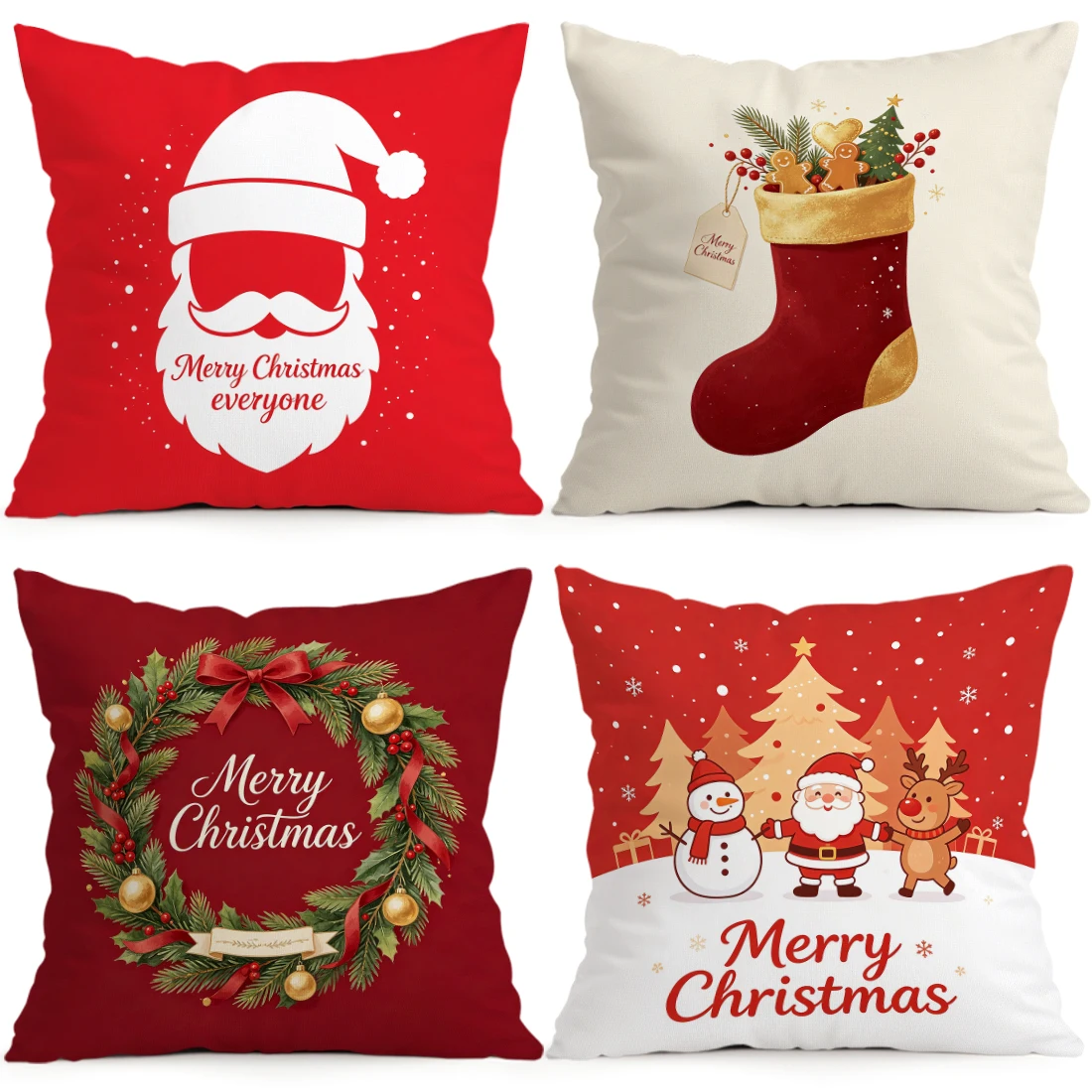 Christmas Pillowcase Printed Polyester 40/45/50cm Throw Pillowcover Decorative Sofa Cushion Pillowslip Home Decor