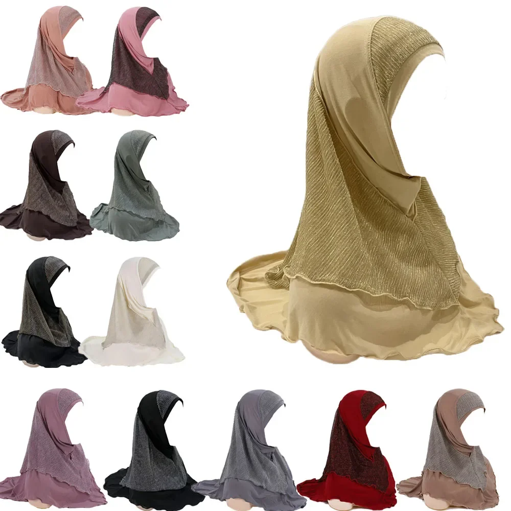 

Eid Muslim Women Turban Pull On Ready Instant Hijab One Piece Amira Scarf Shawls Prayer Headscarf Arabic Full Cover Wrap Hijabs