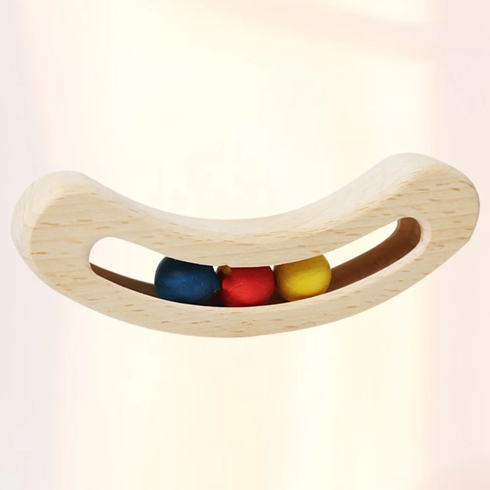 Wooden Early Education Rattle Bell Ring Smooth Comfort Bell Rattle for Hand Eye Coordination Baby Gift