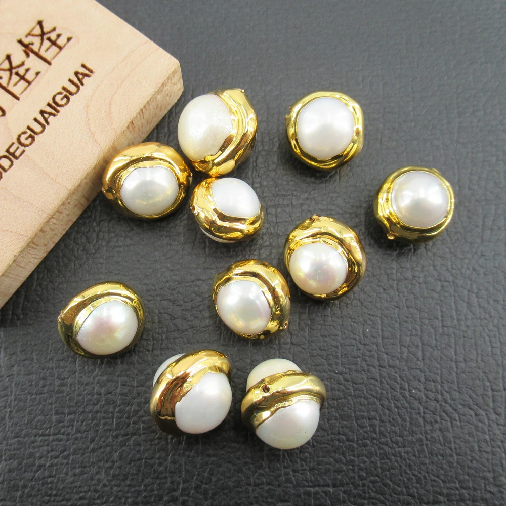 

APDGG 10 Pcs White Potato Round Pearl Loose Spacer Beads Jewelry making accessories