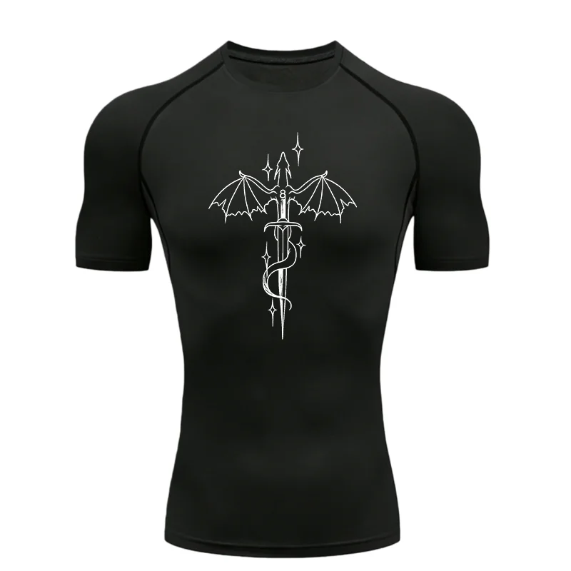 

Мужская спортивная футболка Skeleton 2026, компрессионная рубашка для тренировок, фитнеса, бега, бега, топы Rashgard, футболка для мужчин