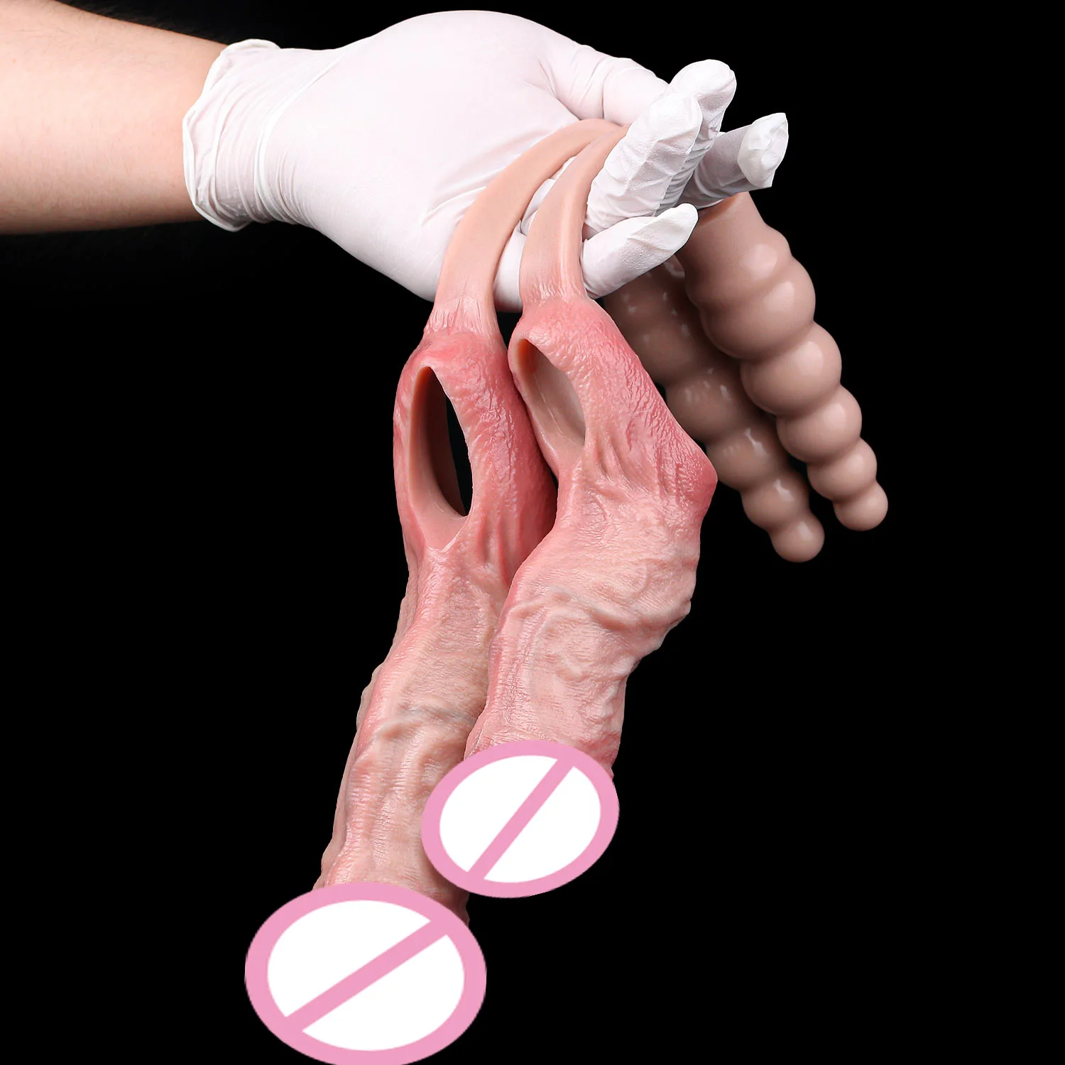 NNSX Skin-like Penis Sleeve with Butt Plug Hollow Dildo Sheath Silicone Male Dick Girth Enlarger&Extender Sex Toys for Man - view 4