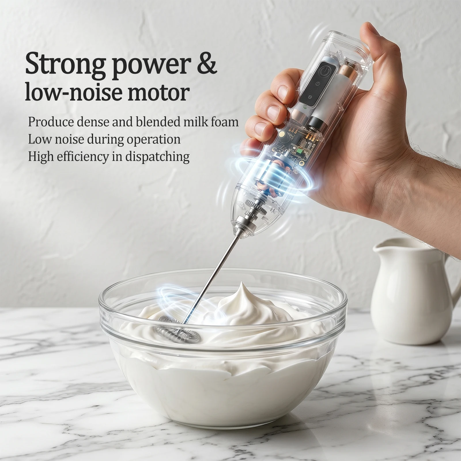 Wireless Milk Frother Portable Handheld Coffee Foam Maker 3 Speeds Type-C Electric Milk Frother for Matcha Hot Chocolate Frappe - view 5
