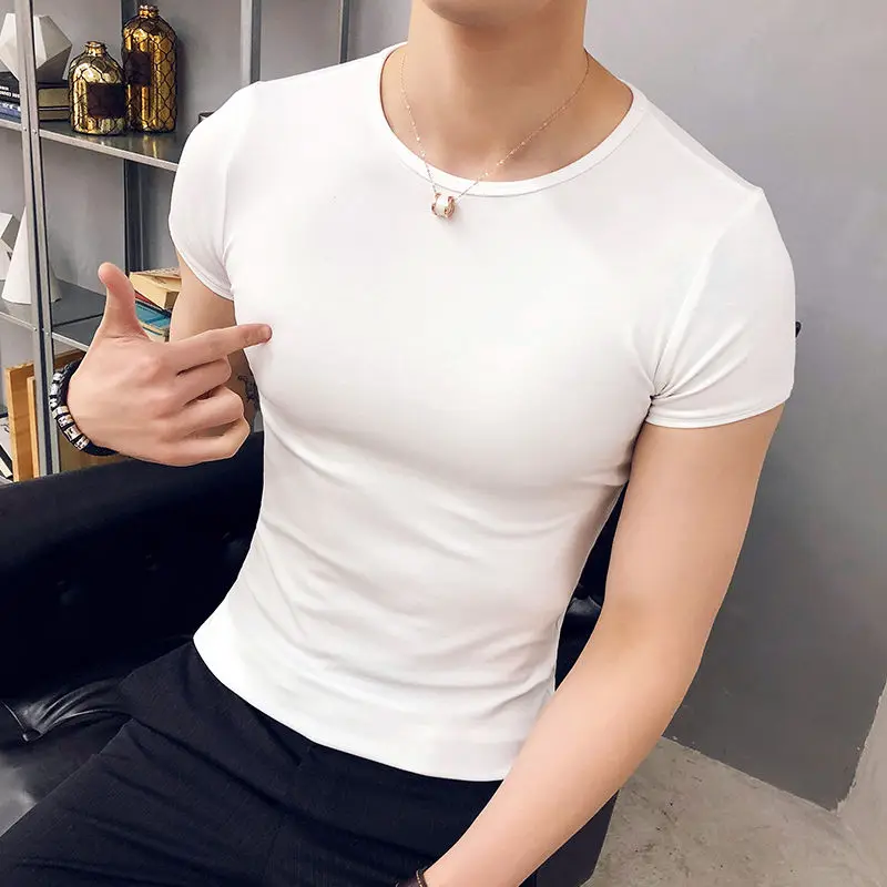 

Футболка мужская с круглым вырезом, модная Роскошная модная тенниска с коротким рукавом для фитнеса, Облегающая майка для гольфа, большие размеры 5XL, лето 2023