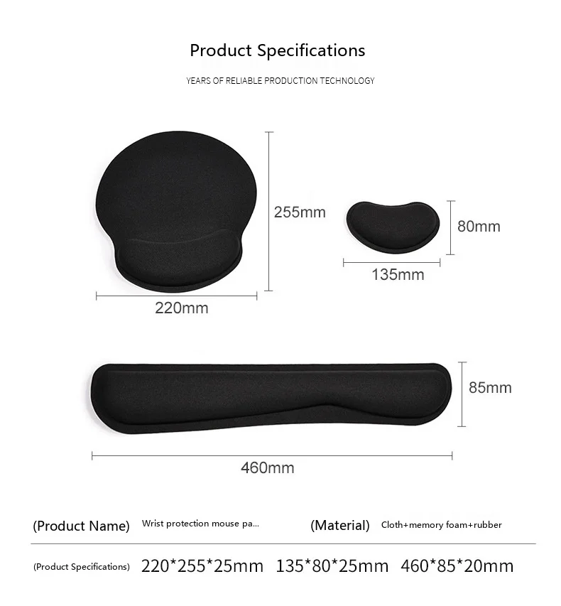 Handgelenkauflage-Set, Mauspad, Tastaturunterstützung, ergonomische Schreibtischunterlage für Büro und Gaming, 3 Größenoptionen – Detail 5