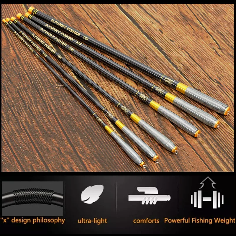 JOSBY Ultralight Telescopic Freshwater Fishing Rod Super Hard Carbon Fiber Fly Carp Stream Hand Pole Feeder3.6M4.5M5.4M6.3M7.2M