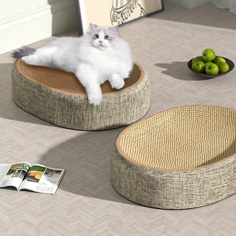 

Wear-Resistant Cat Scratching Board 2in1 Sisal Woven Cat Nest Multifunctional Pet Sleeping Mat Oval Cat Scratch Bed Durable