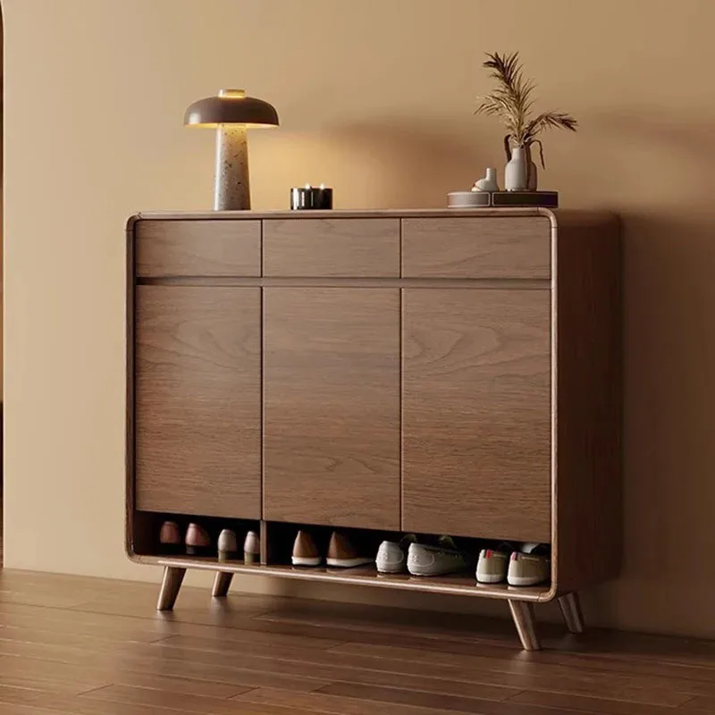 Zapatero Vintage moderno para entrada nórdica, Zapatero multiusos negro para pasillo, Archivadores de lujo para sala de estar, muebles para el hogar