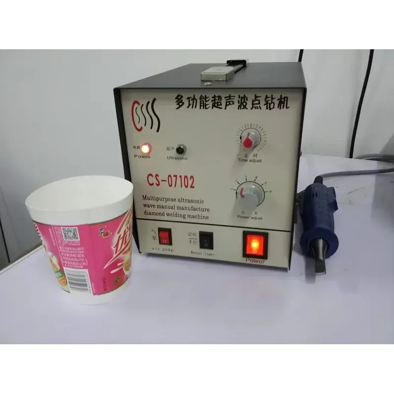 Hot Sale High Capacity Portable Manual Pump Ultrasonic Rhinestone Hotfix Welding Applicator Machine for Fabric