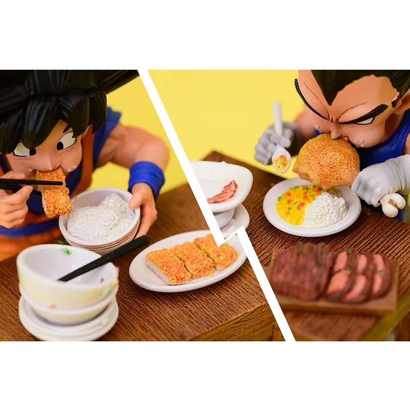 Bandai Dragon Ball Z Vegeta Figure Son Goku eating 8cm Pvc Action Figures Collection Model Toys For Children Christmas Gifts