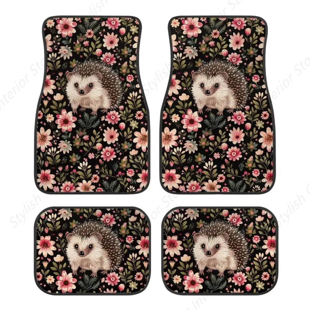 

Автомобильные коврики с принтом ежика и цветов, водонепроницаемые универсальные коврики для большинства седанов, внедорожников, грузовиков