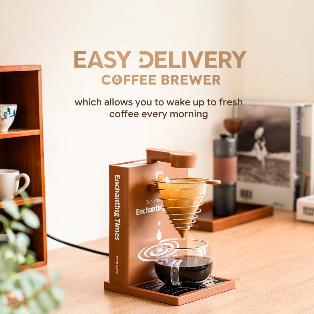 Portable Drip Coffee Maker Electric Pour Over Coffee Machine 300ml Tank Foldable Detachable 7 Holes Book Shaped Coffee Brewer