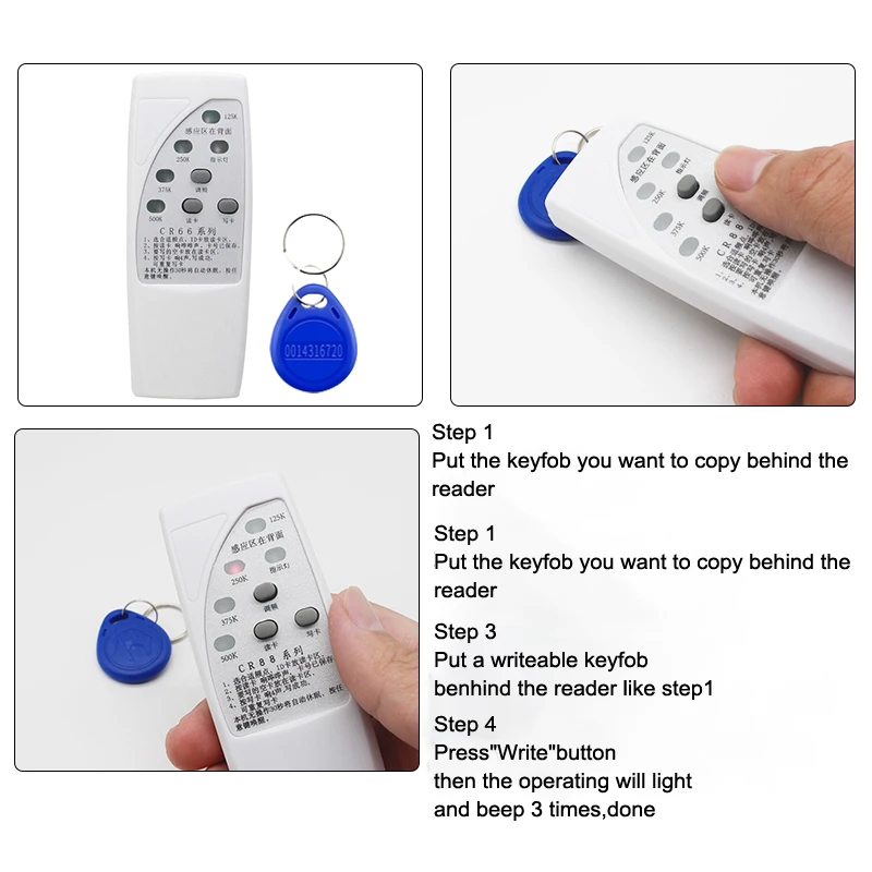 4 Frequency Rfid Card Reader Writer 125KHz Copier Duplicator ID Tags Programmer Light Indicator T5577 Key Card Keyfob