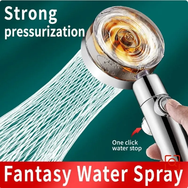 360Degrees Rotation Turbo Fan Shower Head High Pressure Water Saving Spray Bathroom Accessories Adjustable Showerhead Filters