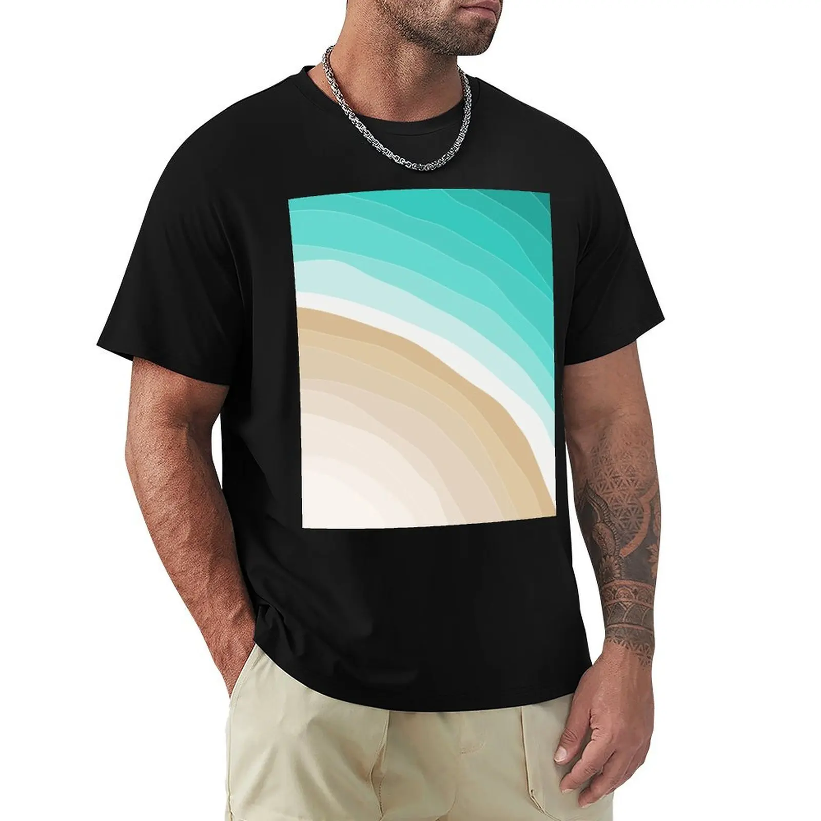 Tropical Beach Aerial 02 Turquoise T-Shirt man t shirts for men casual T-Shirt
