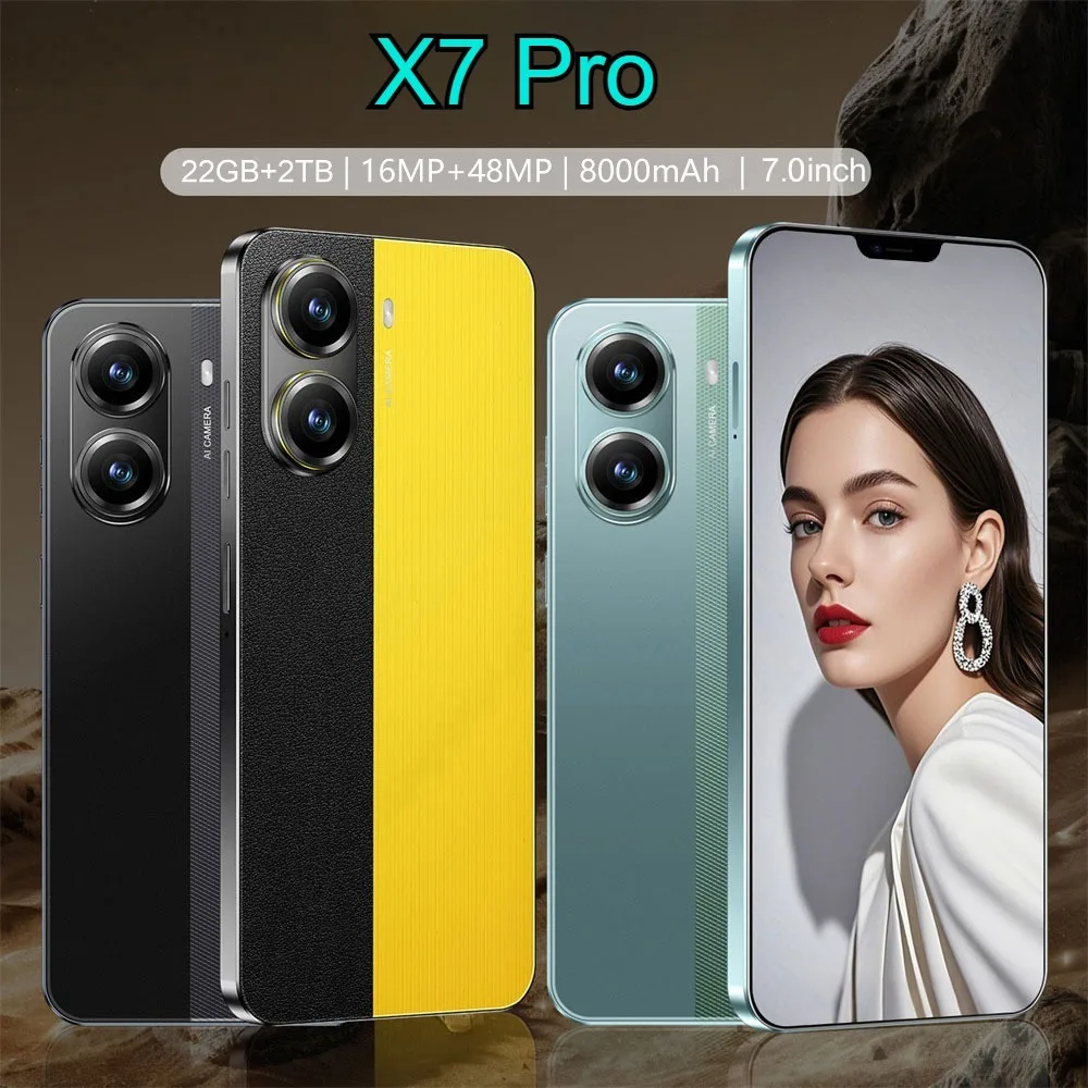 

NEW HOT X7 Pro 7.0 inch Global Edition Original Smart 5G Dual Card 22GB+2TB Android 8000mAh Battery Facial Recognition Function