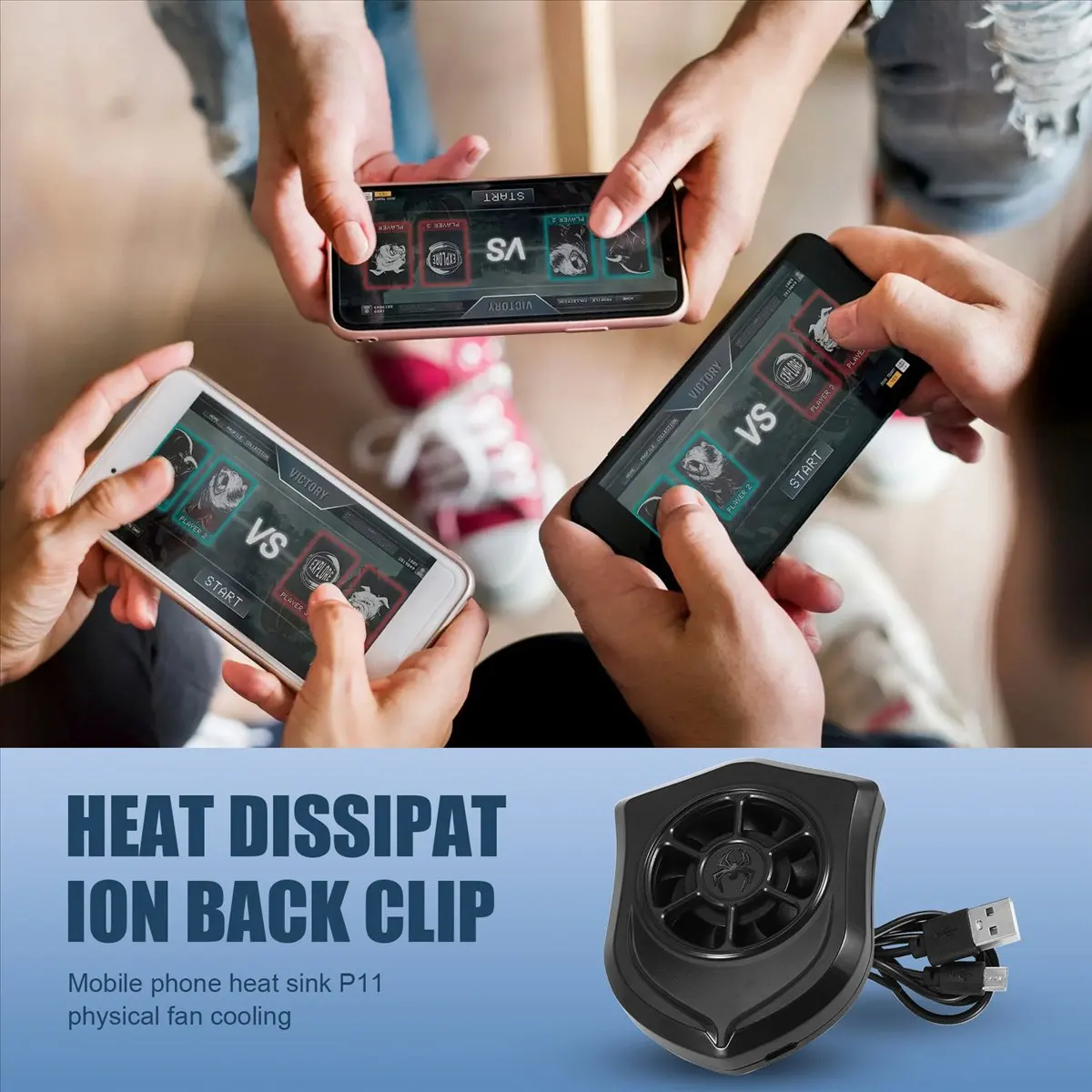 

(BAAY) P11 Mobile Phone Cooler Cooling Fan Game Pad Holder Bracket Fan Radiator for iPhone Huawei Xiaomi Smartphone Tablet