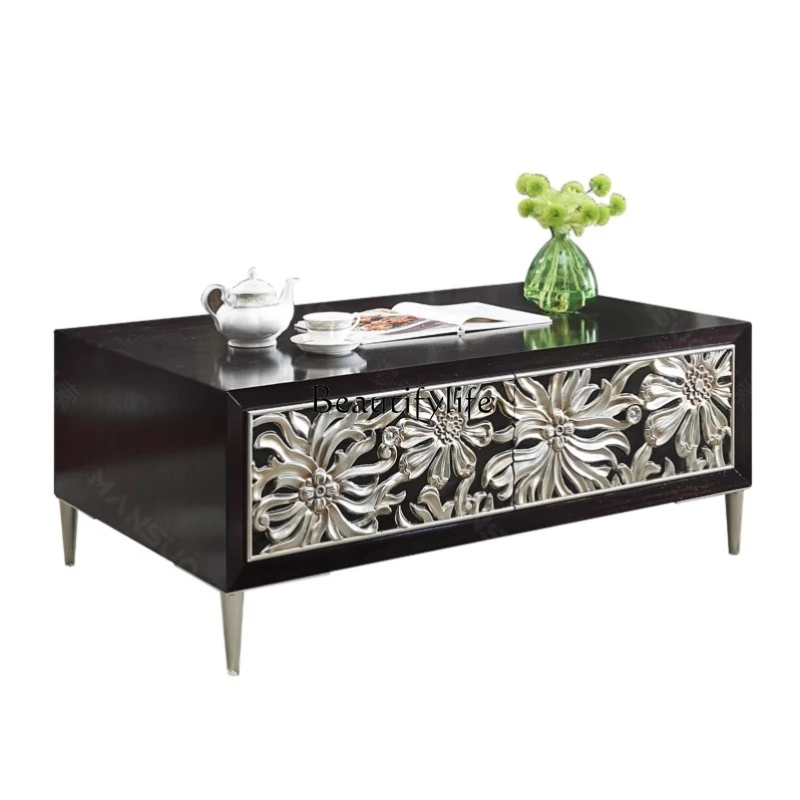 

Light luxury solid wood villa coffee table living room home bedroom modern coffee table