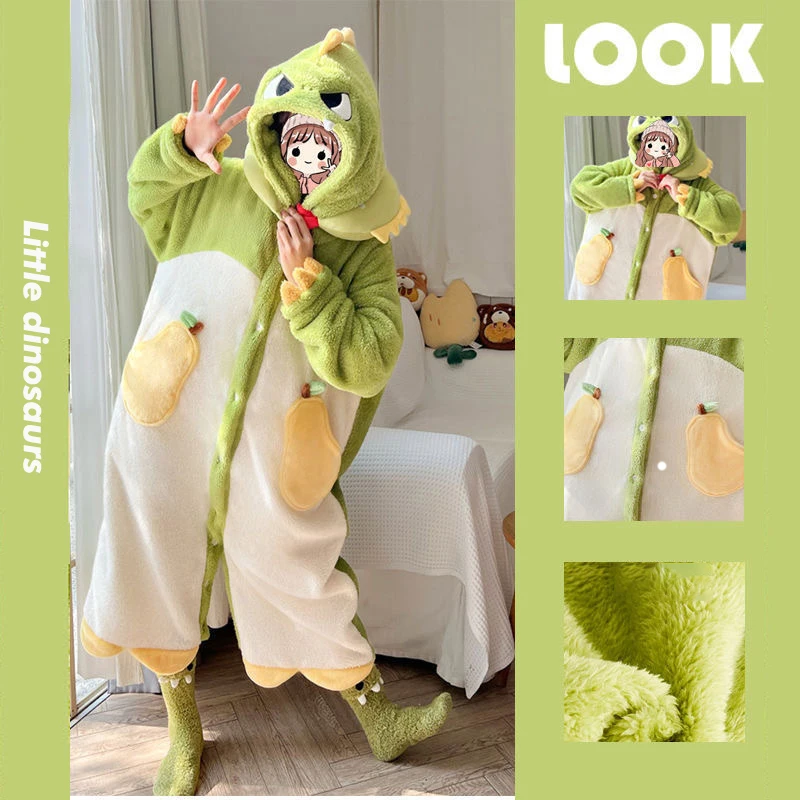 Women Clothing Cartoon Onesies Kawaii Pear Pajamas for Adult Flannel Softable Sleepwear Girls Winter Party Holiday  Homewear