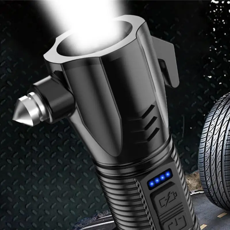 Emergency Self-defense And Rescue Hammer Flashlight Lighting Flashlight Multifunctional Lighting