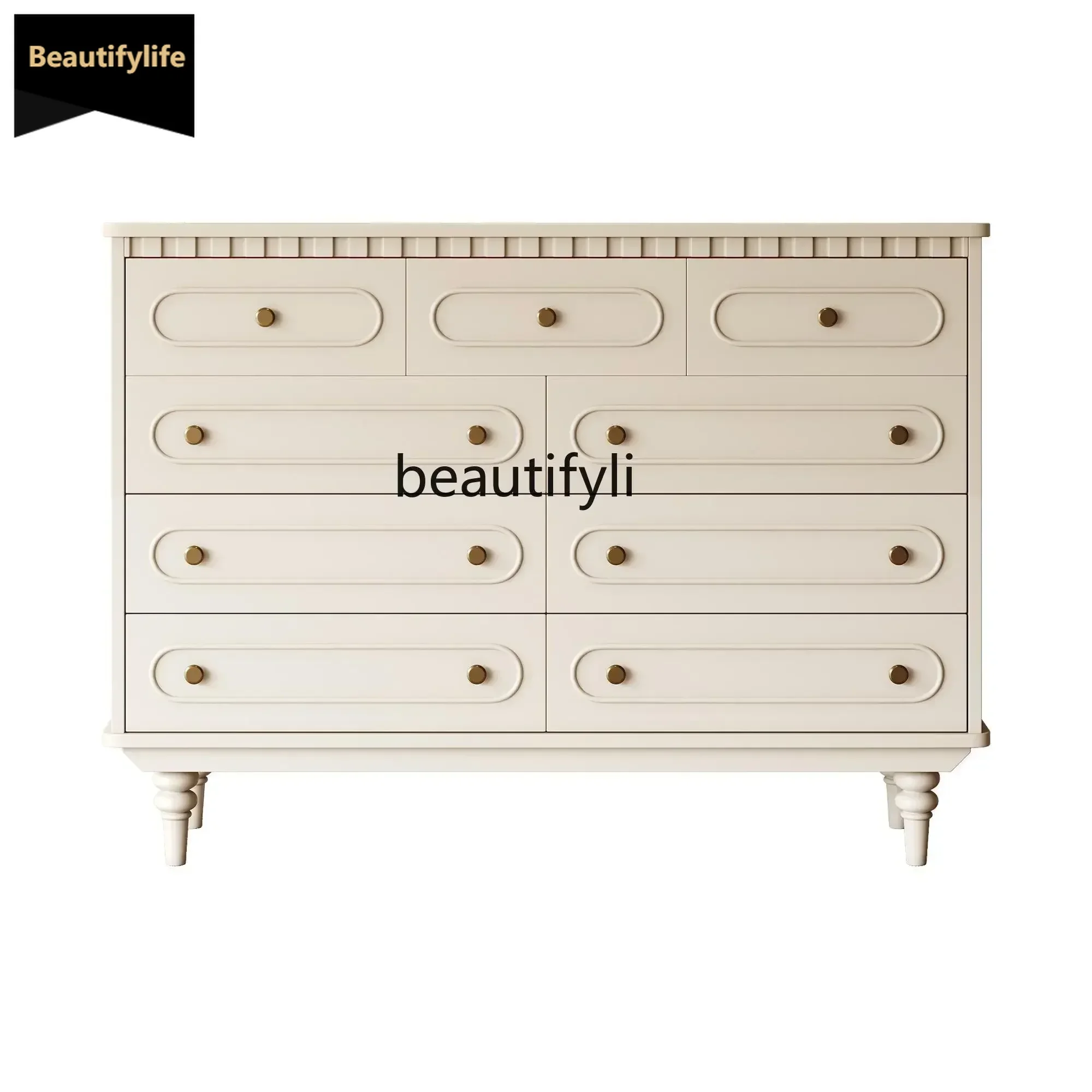 

ltФранцузский шкаф из массива дерева с девятью комодами, мебель для спальни у стены, шкафчик для ящика в гостиной, белый шкаф для хранения lll