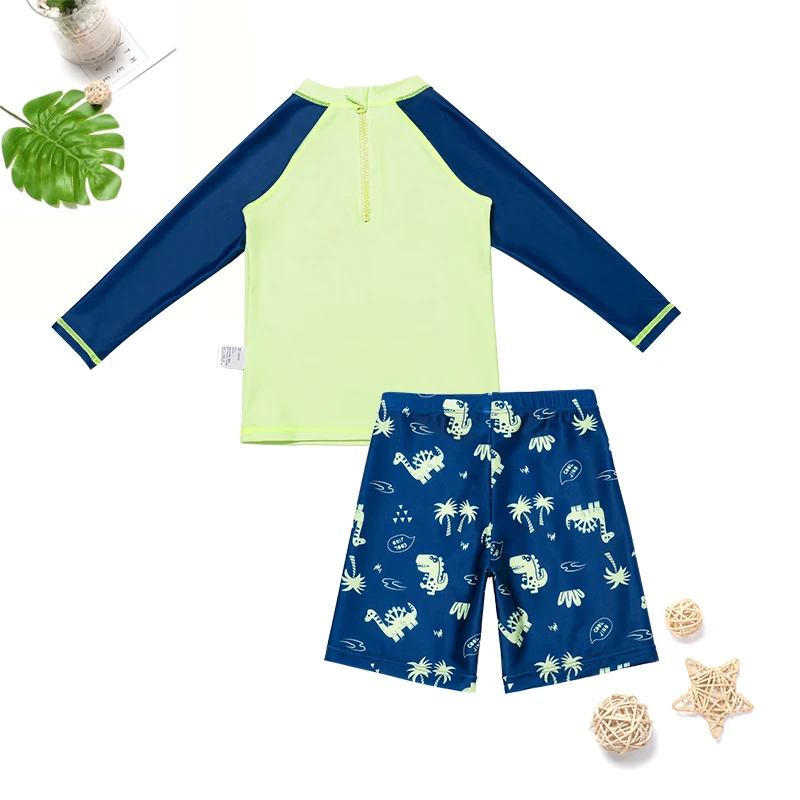 Купальник с рисунком заката дракона для детей и мальчиков, комплект из трех предметов сплит-типа, пляжная одежда, быстросохнущий и удобный детский костюм