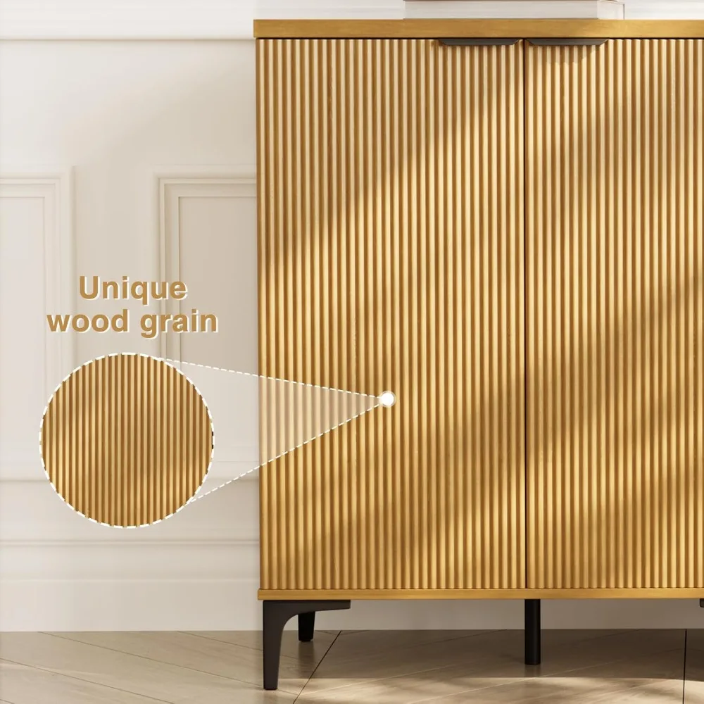 خزانة بوفيه مستوحاة من الكتان مع بابين وتصميم مخدد #6