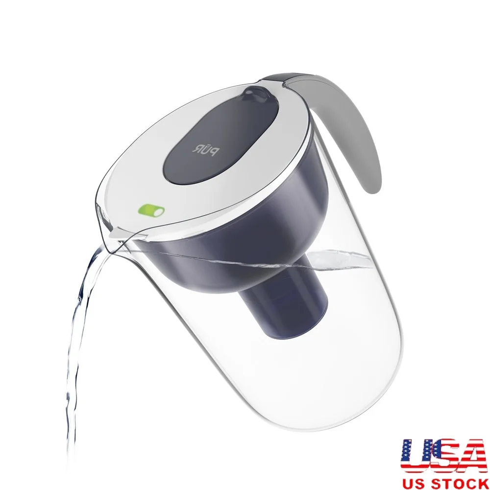 

10 Cup Water Pitcher Filtration System LockFit Design Dishwasher Safe Hassle Free Filter Change Light Comfort Grip Handle